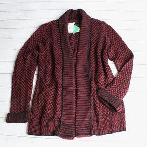 Matty M Women's Open Front Cardigan Sweater Coat Size XL Black Burgundy